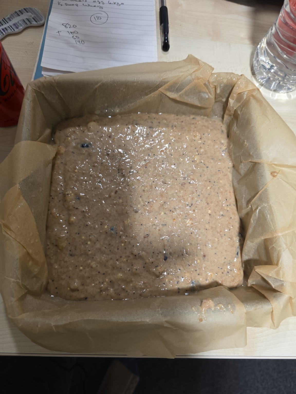 Protein banana blueberry loaf batter before baking